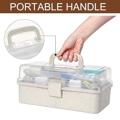 HomeMiYN 3-Tier First Aid Box, Portable Medicine Storage with Handle, Emergency Family Medical Organizer Container for Car, Home, School, Travel, Camping, Hiking thumbnail 3