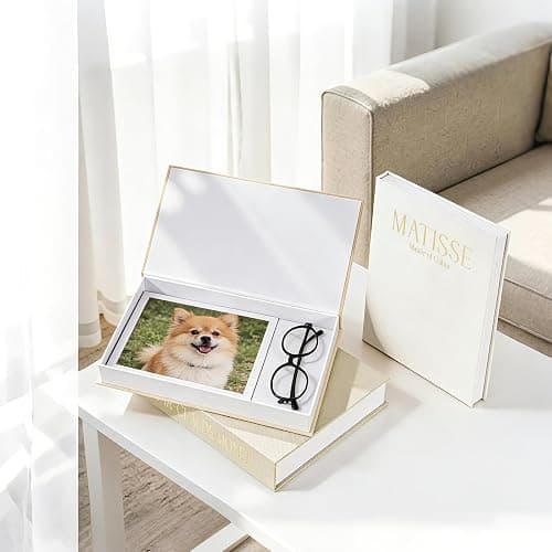 WOPIPAL Set of 3 Decorative Books for Home Decor, Linen Faux Books for Coffee Table, Bookshelf or Mantel, Aesthetic Fake Book Storage Boxes with Magnetic Snap for Photo Organization & Keepsakes Box thumbnail 4