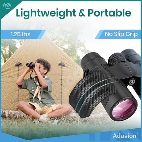 12x42 HD Binoculars for Adults High Powered with Phone Adapter and Tripod, Super Bright BAK4 Prism Waterproof Binoculars for Bird Watching Hunting Hiking Safari Travel Sports thumbnail 7