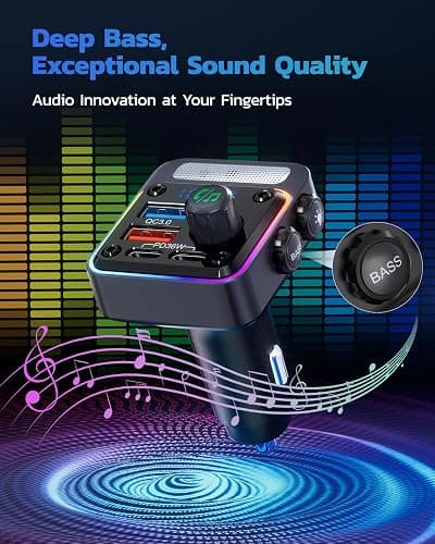 Nulaxy 54W Bluetooth 5.3 Car Adapter Charger 4-Port Fast Charging [PD36W & QC3.0 18W], Wireless Radio FM Transmitter with Deep Bass Player, 5 Colors LED Backlit, Hands-Free Calling, Support USB Drive thumbnail 4