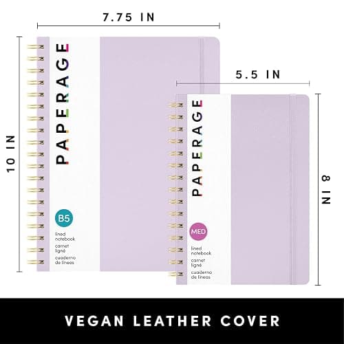 PAPERAGE Lined Spiral Journal Notebook, (Lavender), 160 Pages, Hardcover Journal for Women & Men, Medium 5.5 in x 8 in - 100 GSM, Thick Paper, Spiral Notebook for Work, School & Journaling thumbnail 3