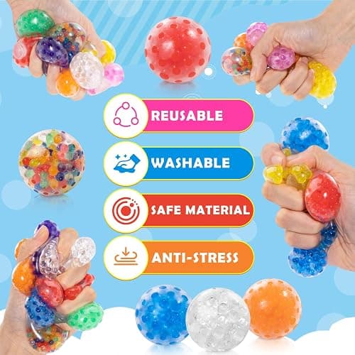 24 Pack Fidgets Stress Balls for Kids Adults, Squishies Ball Toys Pack, Stress Relief Sensory Stress Ball for Autism, Squishy Toys for 3 4 5 6 7 8 9 10 Boys Girls Gifts thumbnail 4