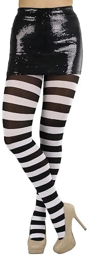 ToBeInStyle Women's Wide Horizontal Striped Opaque Tights thumbnail 5