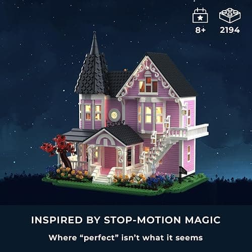 EYICA Pink Palace House Building Kit, 2194 PCS Movie‑Inspired Display Model for Adults, Ideal, Open‑Back Interior Rooms, Gift Box Packaging (Standard Edition) thumbnail 4