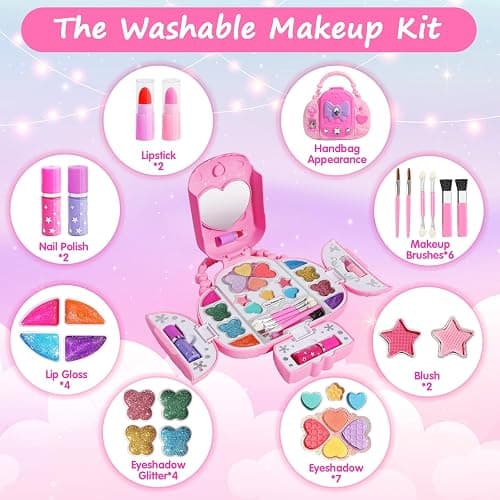 Topsolid Kids Makeup Kit With Mirror - Real Washable Makeup Set for Girls 5-8, Princess Toys Cosmetic Set, Christmas & Birthday Gifts for 3-8 Year Old Girls thumbnail 3