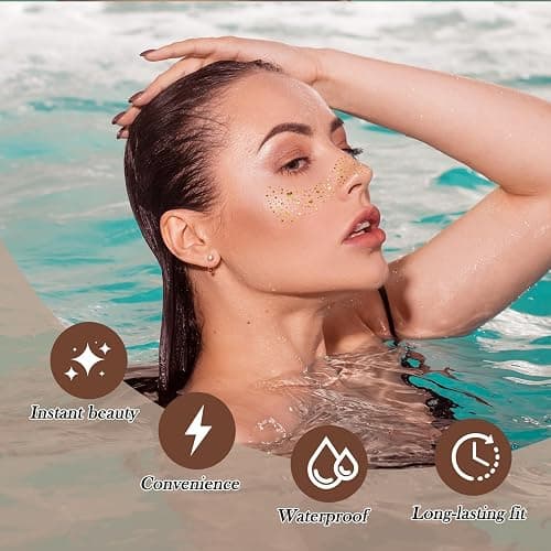 Christmas Glitter Face Tattoo,Diesetsr Body Glitter Temporary Tattoos Patches, Festival Rave Outfits for Women, Sparkle Patches for Kids, Party Christmas Festival Decorations,30 PCS thumbnail 5