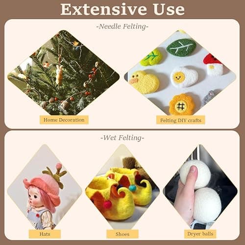 ZXIIXZ Needle Felting Kit, 24 Colors Felting Wool Kit with Felt Bag, Felting Needles, Pad, Felting Wool Bulk for DIY Needle Felting Beginner with Step by Step Instructions thumbnail 5