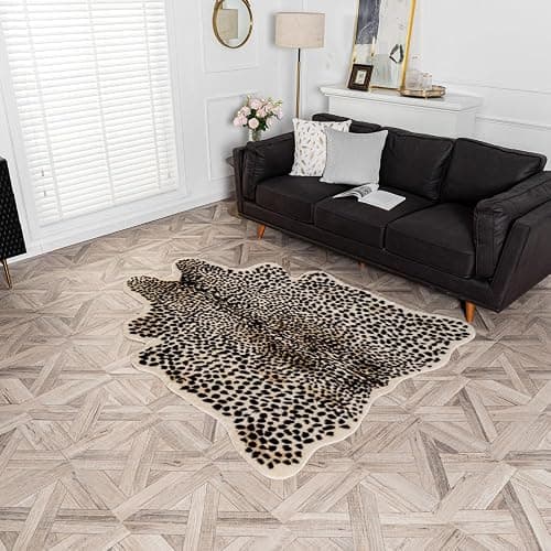 Kuhfell-Teppich mit Leopardenmuster, für Zuhause, Büro, Wohnzimmer, Schlafzimmer, 160 x 200 cm thumbnail 2