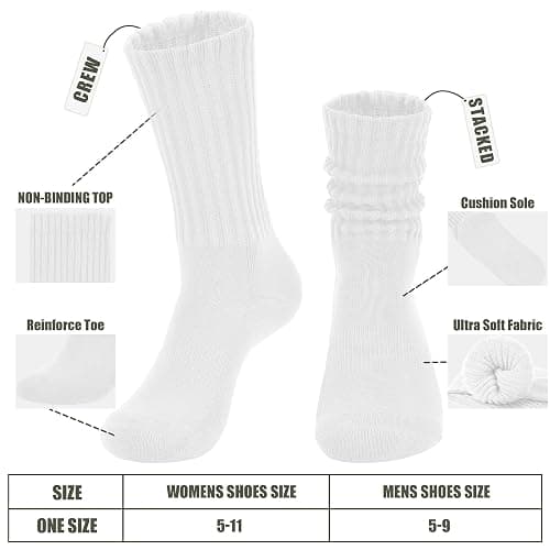AugRing Women's Scrunch Crew Socks Retro 3-Pack Solid Cotton Boot Calf Chunky Ribbed Cozy Slouchy Socks Size 5-11 thumbnail 3