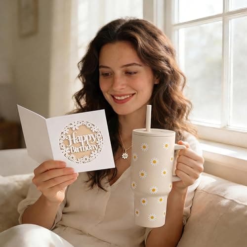 Mirasphere Birthday Gifts for Teen Girls Women - Cute Teen Girl Gifts with Daisy Tumbler - Happy Birthday Box for Women Her Sister Best Friend Daughter Female of All Ages (Daisy) thumbnail 5