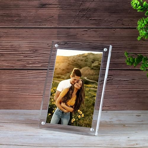 ECOSEAO Acrylic Picture Frames 6x8 Inches - 5 Pack Clear Magnetic Picture Frame Desktop Display with Photo Frame Support Stand Best Gift for Family, Baby, Thanksgiving thumbnail 2