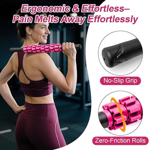 ZanLLW Muscle Roller Stick, Muscle Roller, Liposuction Massage Roller for Lymphatic Drainage, Massager Stick for Relief Muscle Soreness, Trigger Points, Help Exercise Runner Legs, Back Recovery thumbnail 2
