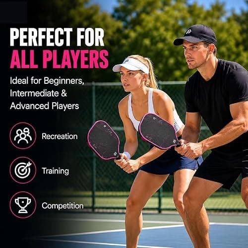 QPVZX Carbon Fiber Pickleball Paddles, Lightweight Pickleball Paddle Set with Comfortable Grip, Includes Balls & Carry Bag, Pickleball Rackets for Beginners & Intermediate Players thumbnail 6