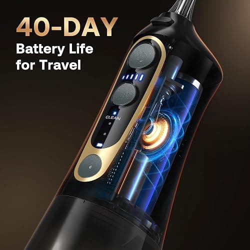 Bitvae C6 Water Dental Flosser Teeth Pick, Cordless Flosser for Travel with 6 Jet Tips, 3 Modes 5 intensities, IPX7 Waterproof Portable & Rechargeable Oral Irrigator Cleaner, Black thumbnail 6
