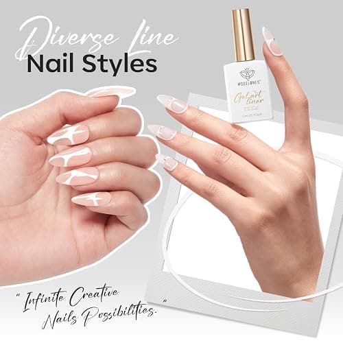 modelones White French Tip Liner Gel Polish 15ml with Precision Brush | High-Pigment Color Nail Art Gel Paint Crisp Swirl Fine Line Design Beginner Friendly Long Lasting Soak Off U V Cure Manicure thumbnail 4