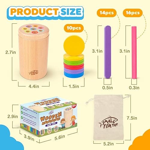 Wooden Montessori Baby Toddler Toys: 3 in 1Learning Fine Motor Skills Juguetes, Educational Color Sorting Fidget Sensory Toys for Toddlers 1-3, Object Permanence Cause and Effect Boys Girls Gifts - 3 in1 thumbnail 2