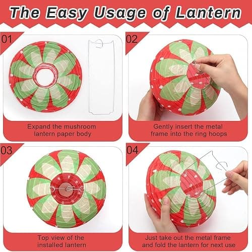 JIEFULL Strawberry Paper Lanterns, 8" & 12" Large Strawberry Hanging Lantern, Strawberry Hanging Decorations for Fruit Theme Birthday Party Decor(8 Pcs, Red & Pink) thumbnail 4