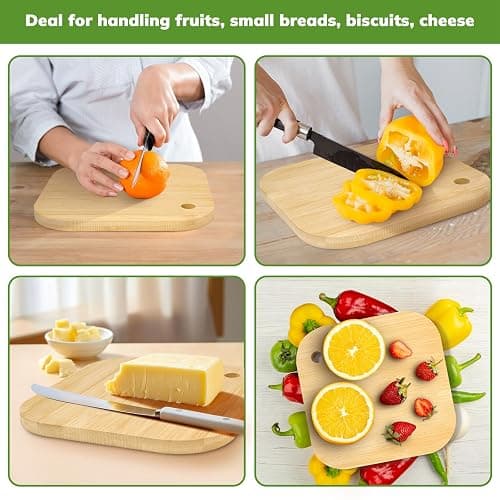 LorisArm Small Bamboo Wood Cutting Board 8"Mini Lightweight Wooden chopping boards for Fruit, Vegetable, Camping Trip. thumbnail 4
