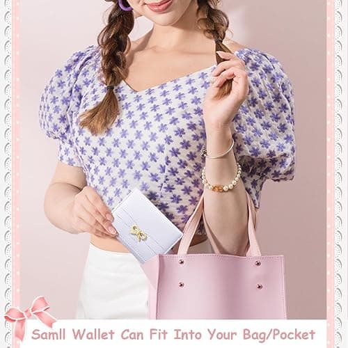 Modacarry Small Wallet Coquette Bow Wallet for Girls Cute Wallet ID Credit Card Holder for Women (PURPLE) thumbnail 6