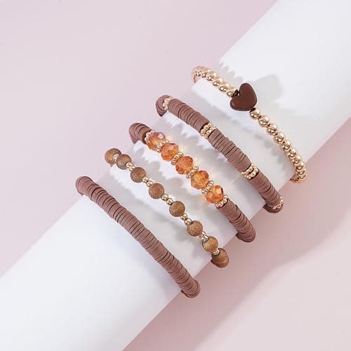 RISHEGAE Heishi Beaded Stretch Bracelets for Women Stackable Polymer Clay Beads Bracelets Friendship Boho Summer Beach Bracelet Jewelry Set thumbnail 2