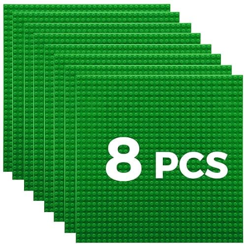 Etarnfly Classic Baseplates Building Plates-10" x 10" Building Boards,100% Compatible with All Major Brands and Activity Table, Creative Platforms Mats for Toy Bricks (Green, 8 Pack) - Image 1