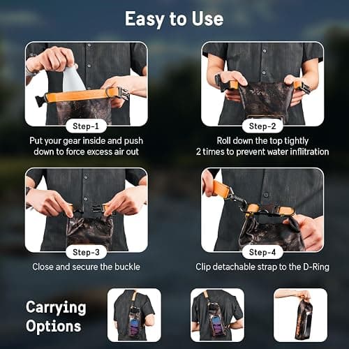 Pelican Marine IP68 Waterproof Dry Bag 2L - Roll Top Waterproof Backpack w/Phone Case/Pouch - Boating & Kayak Accessories - Essentials for Camping Swimming Beach Fishing Rafting Travel - Hunter Camo thumbnail 8