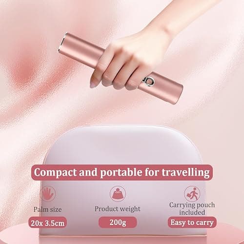 Cordless Titanium Hair Straightener and Curler w Cover, Portable USB Rechargeable Fast Heat Up Flat Iron Travel Size with 5V/5000mAh Battery, Anti-Scald 3-Level for Smooth, Swift and Glossy Hair(Pink thumbnail 6