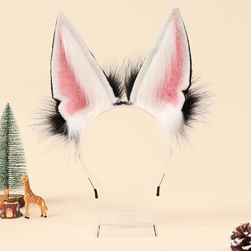 hbbhml Handmade Animal Fur Wolf Fox Ears Headband Cosplay Headwear Hair Hoop Head Accessories for Halloween Party thumbnail 6