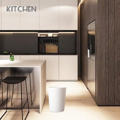 UUJOLY Small Trash Can Wastebasket Garbage Can Container Bins for Bathrooms, Laundry Room, Kitchens, Offices, Kids Rooms, Dorms (White) thumbnail 6
