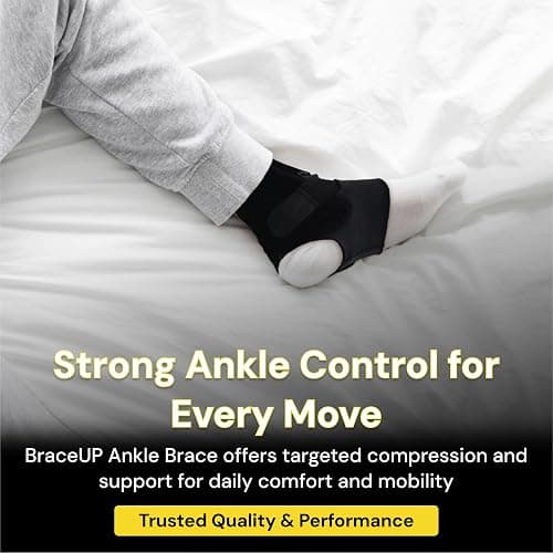 BraceUP Ankle Brace - Relieve Pain, Enhance Stability for Foot Pain, Sprained Ankle, Achilles Tendonitis, Men and Women (Black) thumbnail 6