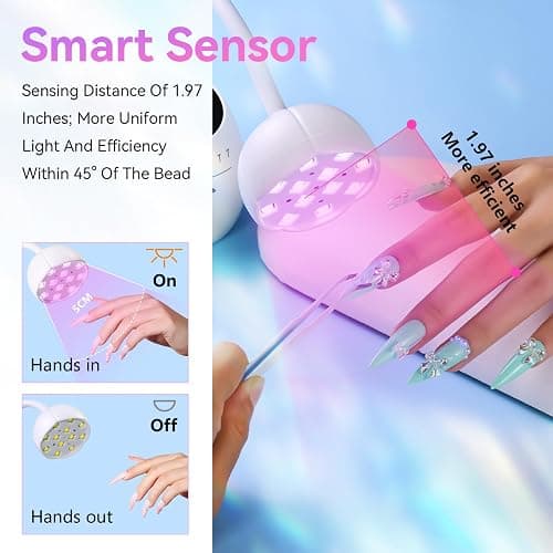 Makartt UV LED Nail Lamp - Gooseneck UV Light for Gel Nails Cherie Cordless USB 39W Nail Dryer LED Gel Lamp with 4 Times & Auto Sensor Fast Flash Curing Light for Salon Use (White) thumbnail 6