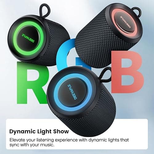 Bluetooth Speaker Wireless,IP67 Waterproof & Dustproof Portable Speaker with Lights,15W Loud Stereo Sound, 2500mAh Battery All Day Playtime, TWS Pairing, BT5.3, Home/Party/Outdoor/Beach (Blue Black) thumbnail 5