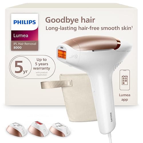 Philips Lumea 8000 Series IPL Hair Removal Device, Permanent Laser Hair Reduction for Women & Men, Easy and Comfortable Use at Home, SenseIQ, 3 Attachments for Body, Face, Intimate, BRI937/03 - Image 1