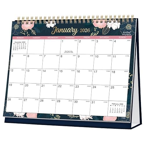 2026 Desk Calendar - Flip Desktop Calendar 2026, Jan 2026 - Dec 2026, 10" x 8.3", Stand up Desk Calendar 2026, Twin-Wire Binding - Image 1