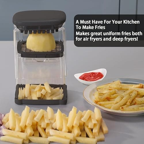 French Fry Cutter, Solucky Potato Onion Cutter, Professional Homestyle Vegetable Chopper Dicer, Great for Potatoes Carrots Cucumbers Zucchini Peppers 3/8 inch Blade(Only 1 Blade) thumbnail 4