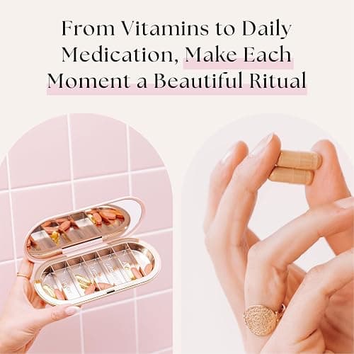 Dosey 7 Day Pill Compact Travel Pill Organizer - Pill Case with 7 Pill Compartments for Medicine Storage & Protection – Stylish & Elegant Medication Organizer with Mirror, Blush thumbnail 4