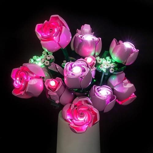 Hilighting Upgraded Led Light Kit Compatible with LEGO Botanicals Bouquet of Pink Roses 10374 Building Set, Gift for Women & Men, Artificial Flower for Office Home Decor & Display (Model Not Included) - Image 1