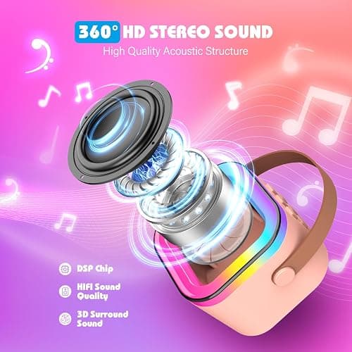 Dislocati Karaoke Machine 2 Microphones, Birthday Gifts for Girls Toys Age 3-15 Year Old Girls Gifts Kids Microphone Toys for 3-12 Year Old Girls Birthday Presents Easter Gifts for Kids thumbnail 4