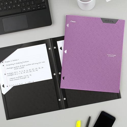 Five Star 2-Pocket Folder, Plastic Folder with Stay-Put Tabs, Fits 3-Ring Binder, Holds 8-1/2" x 11" Paper, Amethyst Purple (333420I-ECM) thumbnail 2