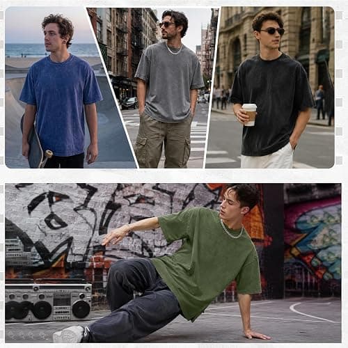 Men's Cotton T-Shirts Oversized Unisex Short Sleeves Casual Loose Wash Solid Basic Tee Tops thumbnail 7
