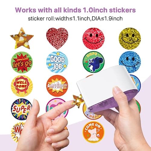 Teacher Appreciation Gifts,Manual Sticker Dispenser with 1520Pcs 1Inch Gold Star,Red Heart,Smiley Face Stickers for Kids Reward,Behavior Chart,School Classroom Student Teacher Supplies Gifts(Purple) thumbnail 4