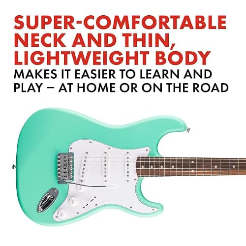 Fender Squier Debut Series Stratocaster Electric Guitar, Beginner Guitar, 2-Year Warranty, Includes Free Lessons, Sea Foam Green with Satin Urethane Finish thumbnail 3