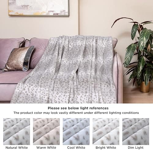 Westinghouse Heated Throw Blanket, 50"x60", Grey Leopard, ETL Certified | 6 Heating Levels, 2-10 Hours Auto-off, Overheat Protection, Luxury Faux Fur to Flannel, Machine Washable, Couch Bed Office thumbnail 10