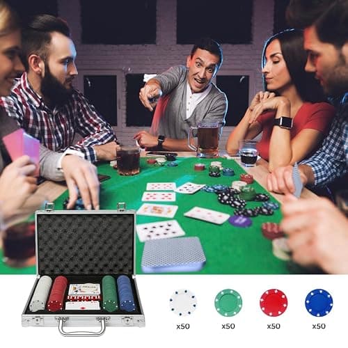 Global Gizmos 50520 200 Piece Poker Set / 4g Chips/Contains Chips, Dice & Cards/Portable Casino Style Carry Case/Texas Hold’Em, Blackjack and More thumbnail 5