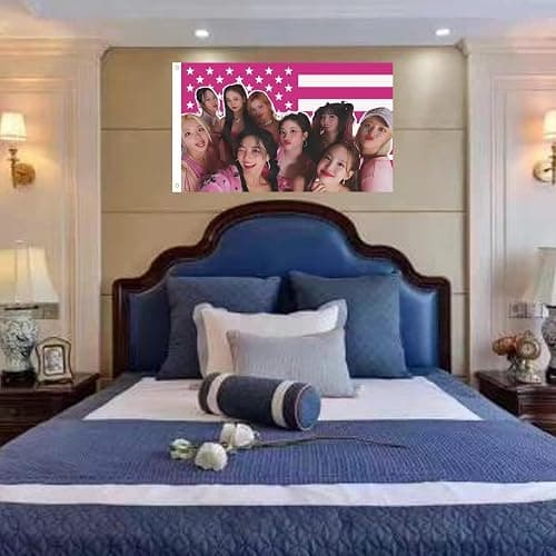 Twice Members American Flag Banner 3x5 Ft,pink Kpop USA Flag Tapestry for Bedroom Living room dorm wall with Brass Grommets,Kpop Fans Once Gift Ideas thumbnail 4