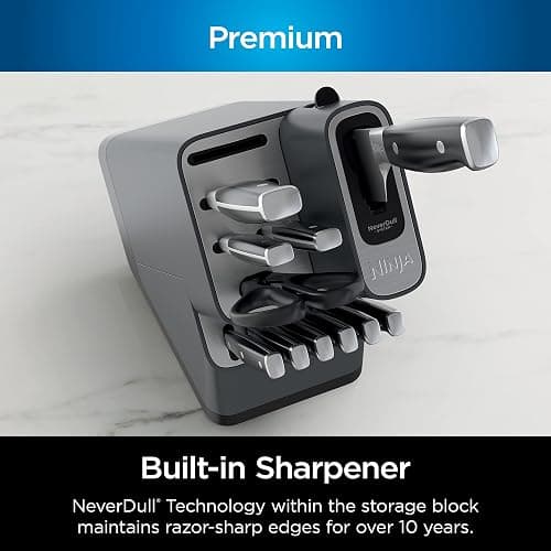 Ninja Knife Set, Knife Sharpener, Knife Block Set, Stainless Steel Knives, 14 Piece Set, Steak Knives, Chef Knives and More, Foodi NeverDull, Black, K32014​ thumbnail 6