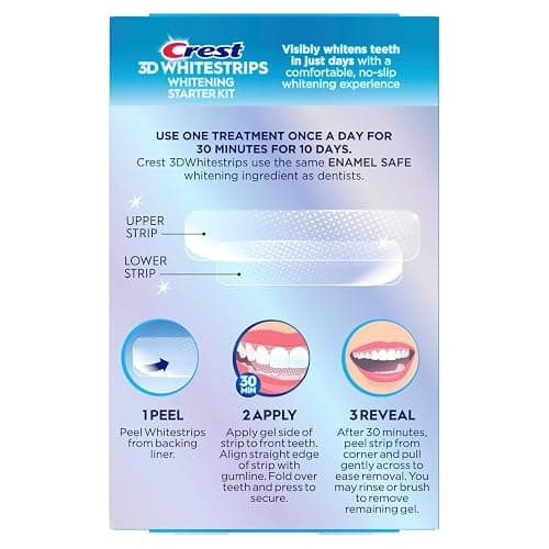 Crest 3D Whitestrips Whitening Starter Kit – Teeth Whitening Kit, 10 Treatments, Each with 1 Upper/1Lower, 20 Strips – Crest 3DWhite Teeth Whitening Strips thumbnail 6