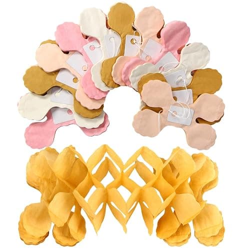 Pink-Peach Gold Party-Decorations Streamers-Garland - 12pcs 4-Leaf Clover Paper Streamer,Bridal Shower Girls Baby Shower Birthday Engagement Wedding Bachelorette Brunch Banners Decor Ouruola thumbnail 4