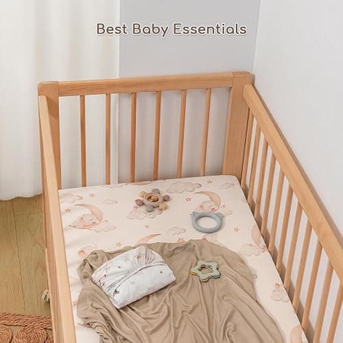 Yukkidds Drap Housse 60x120 Lit Bébé – Lot de 3 Drap Housse Bébé en Microfibre Respirante Drap Lit Bébé Ajustable avec Élastique 360° pour Lit et Berceau Ballon Brun thumbnail 6