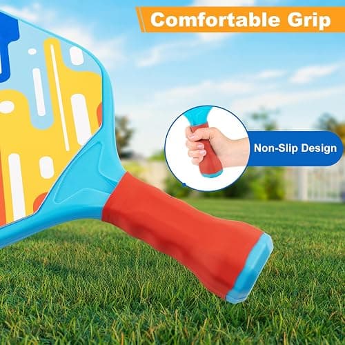 Stocking Stuffers Kids Pickleball Paddles- Boys Toys for Kid Ages 4 5 6 7 8 Year Old Boys Girls Gifts, Beginner Easy to Use Backyard Ball Games Set of 2, Lightweight and Durable Grip for Small Hands thumbnail 4